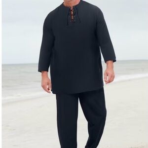 KS ISLAND MEN’S 2XL BIG black 100%cotton top PREOWNED